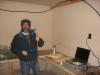 Abdel sets up equipment
